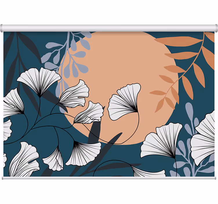 Rollo fenster wohnzimmer glamour stil ginkgo bunt - TenStickers