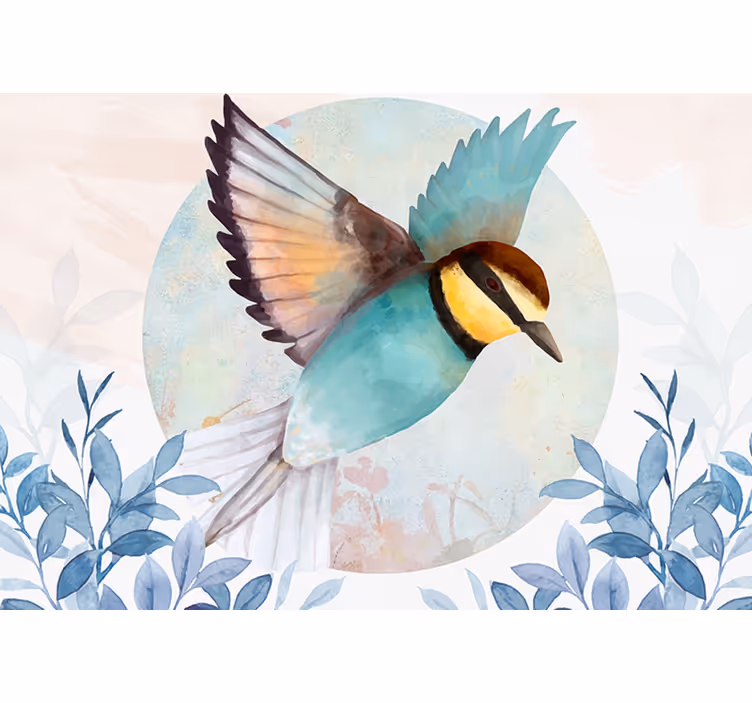 Rollo fenster wohnzimmer im glamourösen vogelstil - TenStickers
