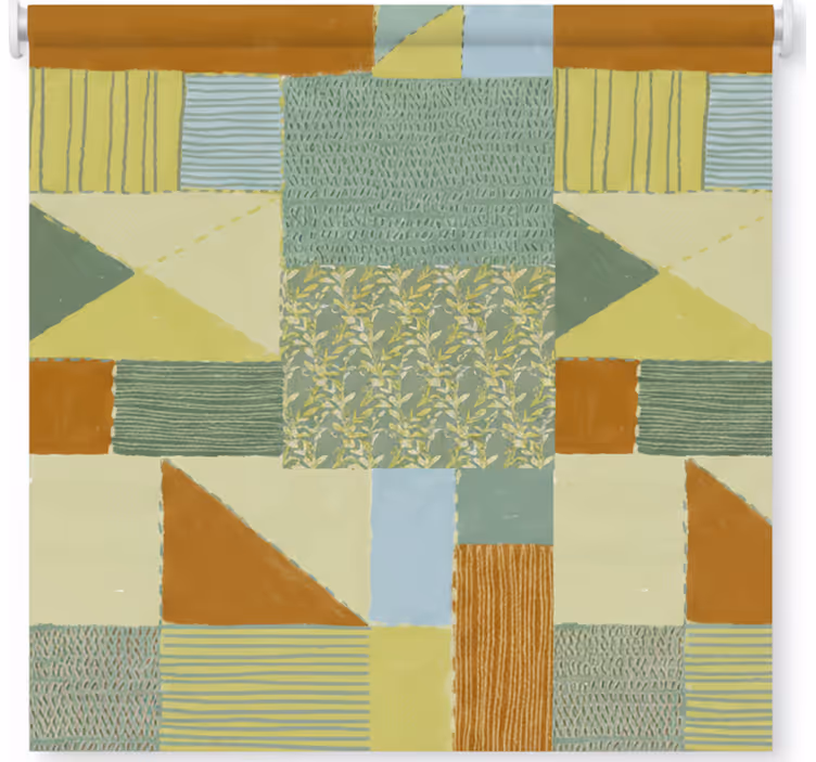 Rollo fenster wohnzimmer buntes patchwork dreiecksdesign - TenStickers
