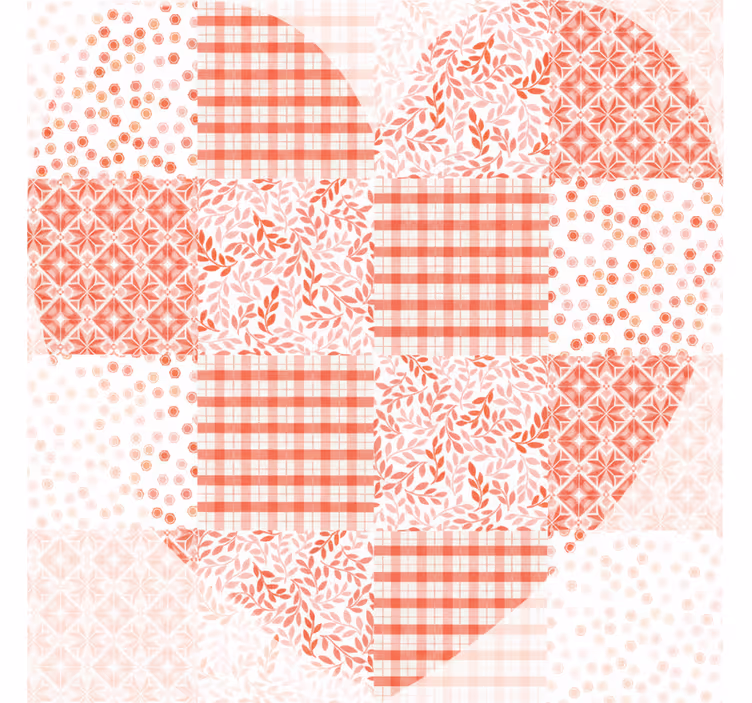 Rollo fenster wohnzimmer im patchwork rot-weiß herzdesign - TenStickers