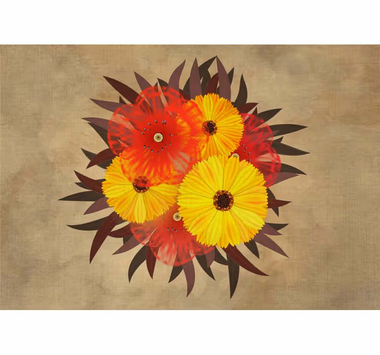 Rollo fenster beige mit roten und gelben mohnblumen - TenStickers