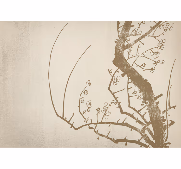 Rollo fenster beige im japandi stil baum - TenStickers
