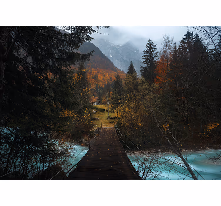 Rollo fenster schlafzimmer brücke im wald - TenStickers