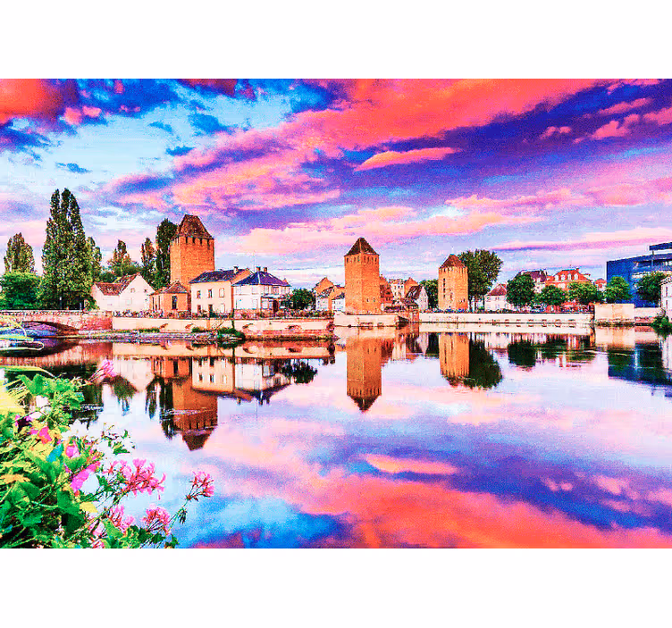Rollo fenster schlafzimmer pinker himmel im wasser - TenStickers