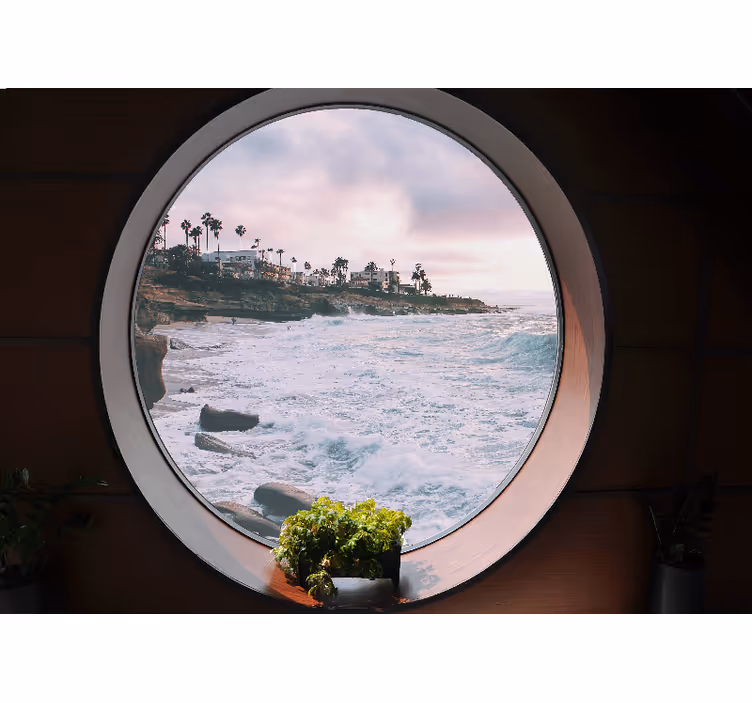 Rollo fenster schlafzimmer 3d meereslandschaft mit felsen - TenStickers