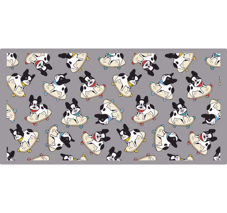 Rollo fenster grau mit skateboardender bulldogge - TenStickers
