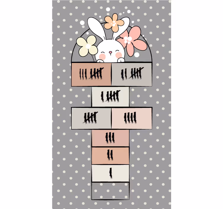 Rollo fenster grau nordic hase hüpfspiel - TenStickers