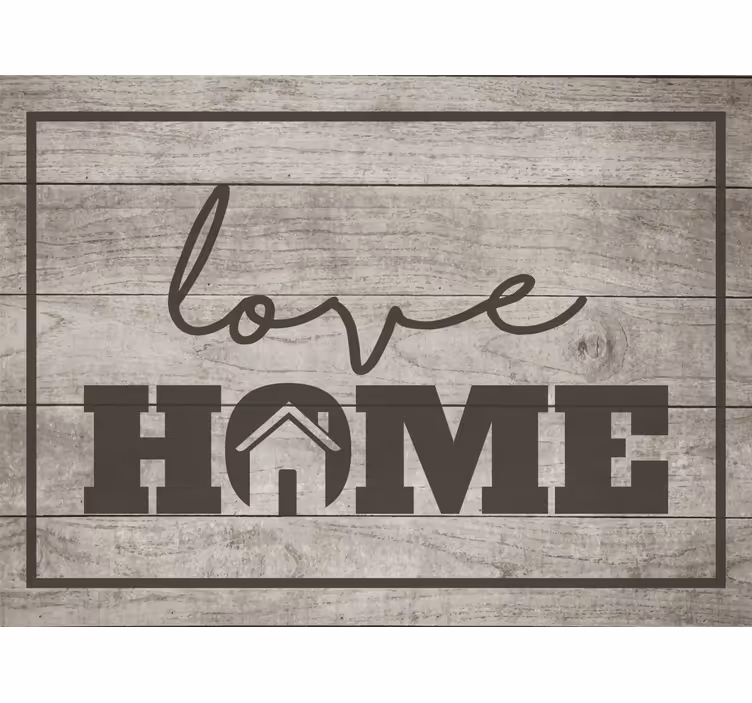 Rollo fenster grau liebe zuhause auf grauem holz - TenStickers