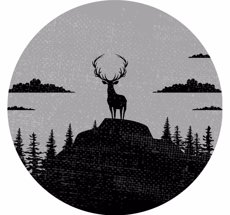 Rollo fenster grau mit grauem und schwarzem hirsch - TenStickers
