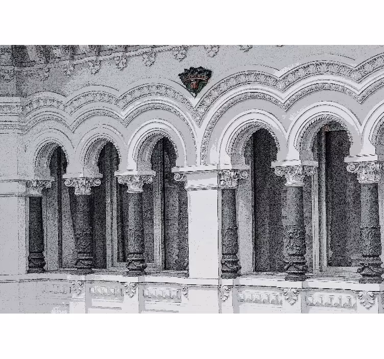 Rollo fenster wohnzimmer im 3d-design alter architektur - TenStickers