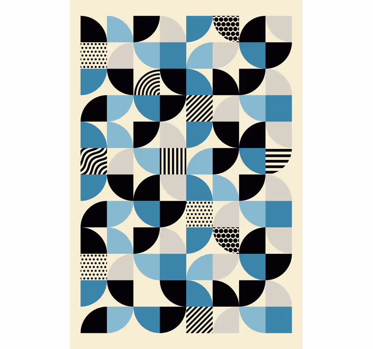 Rollo fenster wohnzimmer im retro blauen bauhausmuster - TenStickers