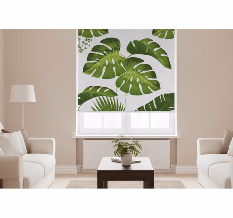 Rollo fenster wohnzimmer mit monstera blatt design - TenStickers