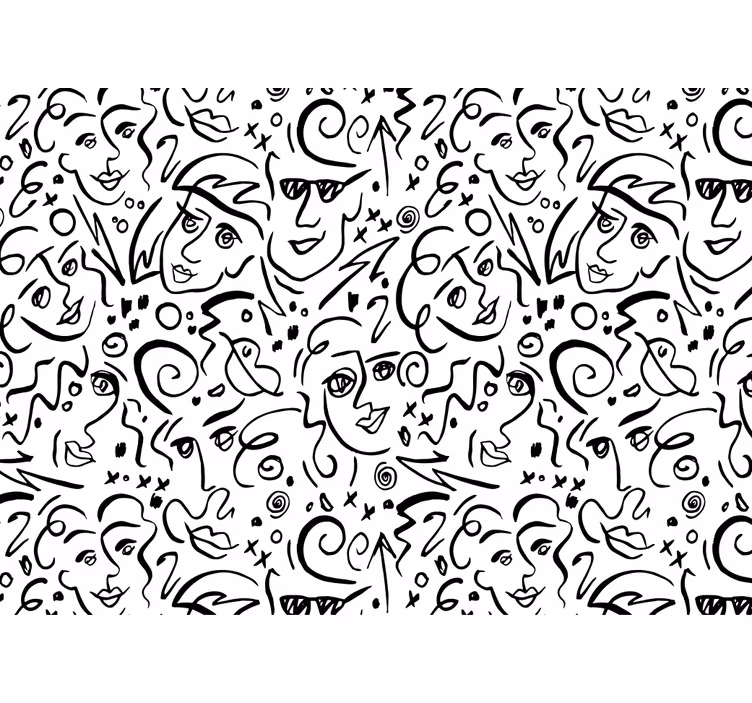 Rollo fenster weiß graffiti kunst in schwarz und weiß - TenStickers
