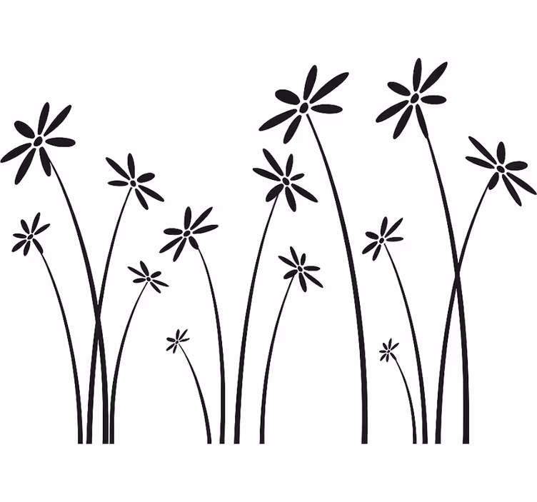 Rollo fenster weiß mit schwarzen hohen blumen - TenStickers