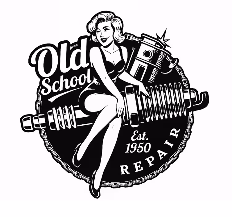 Rollo fenster wohnzimmer vintage garage pinup - TenStickers