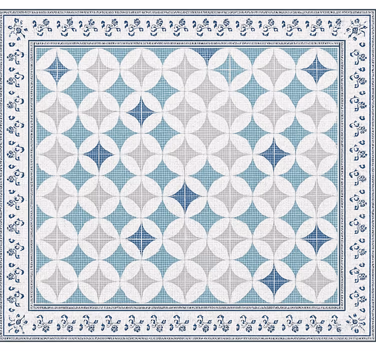 Rollo fenster wohnzimmer im vintage blau fliesenlook - TenStickers