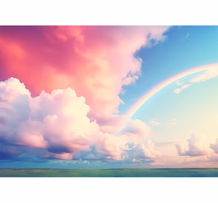 Rollo fenster kinderzimmer bewölkter himmel mit regenbogen - TenStickers