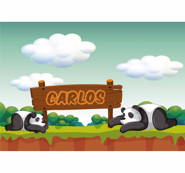 Rollo fenster kinderzimmer mit namen panda - TenStickers