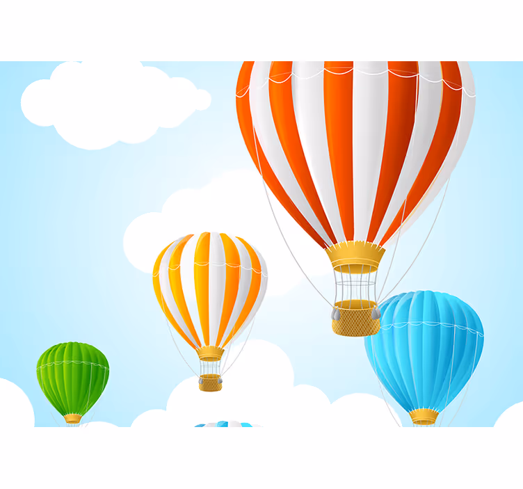 Rollo fenster kinderzimmer bunte heißluftballons wolken - TenStickers