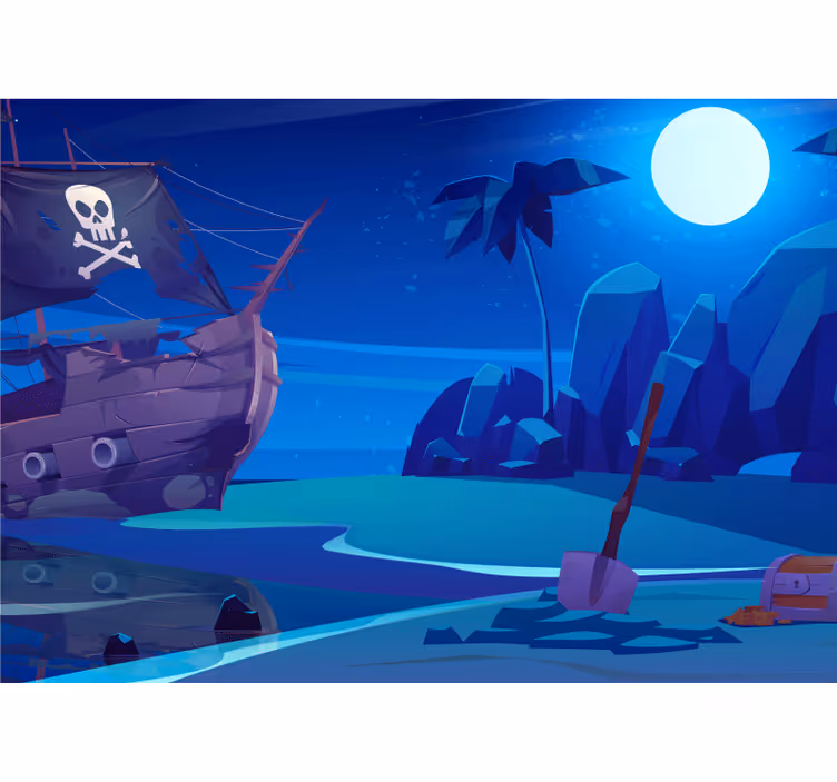 Rollo fenster kinderzimmer piratenschiff bei nacht - TenStickers