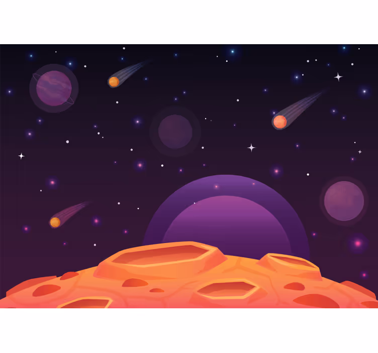 Rollo fenster kinderzimmer cartoon halbkugel planeten - TenStickers