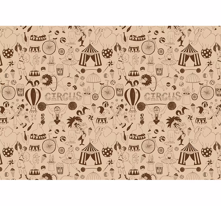 Rollo fenster kinderzimmer retro braunes zirkusmuster - TenStickers
