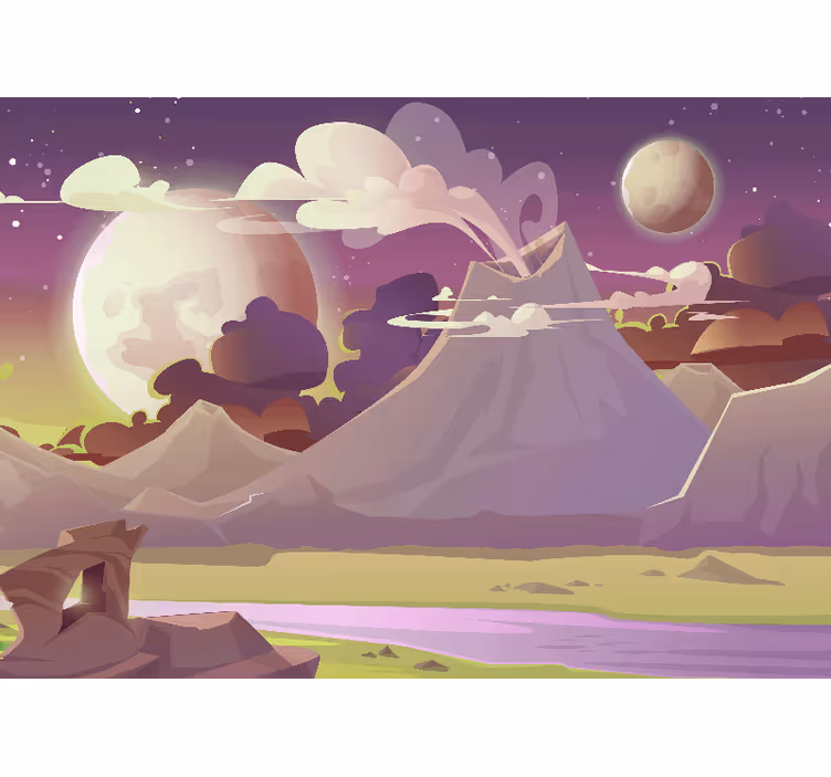 Rollo fenster kinderzimmer alienplanet mit vulkan - TenStickers