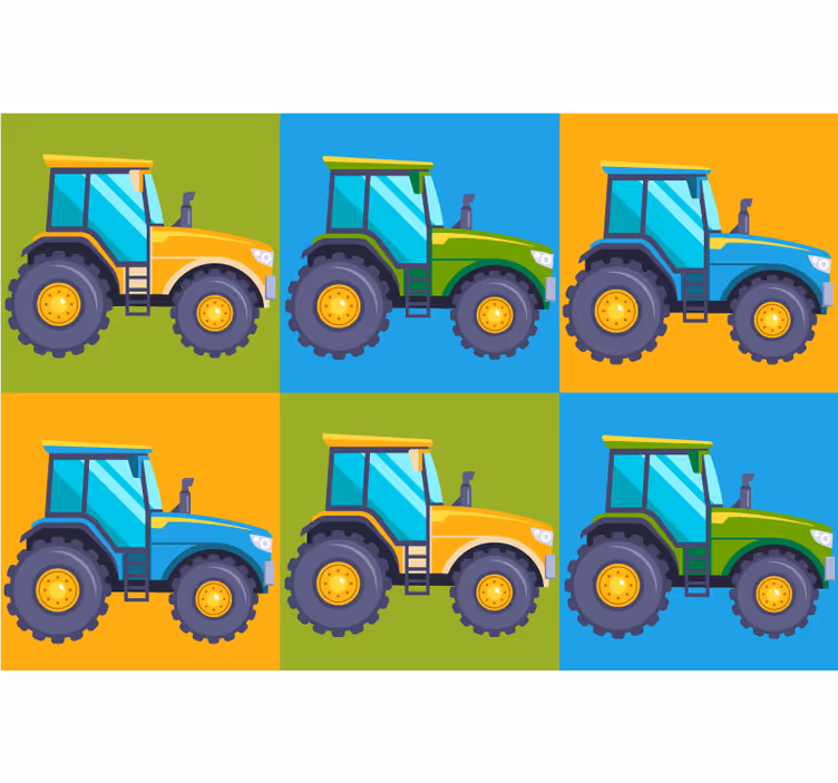 Rollo fenster kinderzimmer mit bunten traktor-fliesen - TenStickers