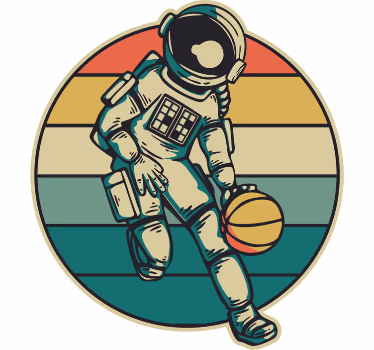 Rollo fenster kinderzimmer vintage-astronaut basketball - TenStickers