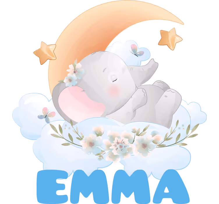 Rollo fenster kinderzimmer elefant mit namen - TenStickers