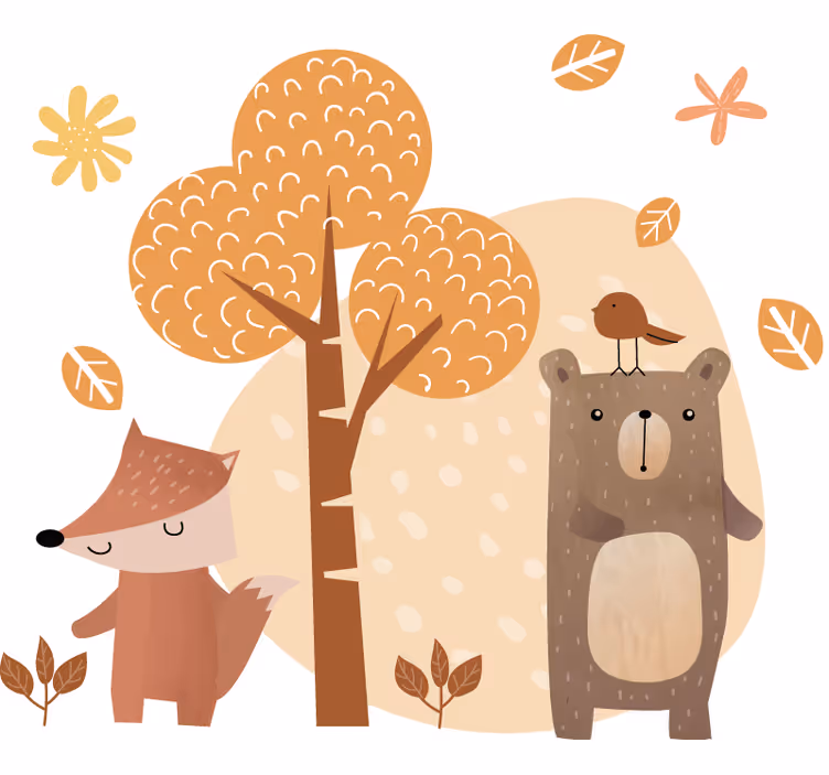 Rollo fenster kinderzimmer tiere und baum - TenStickers