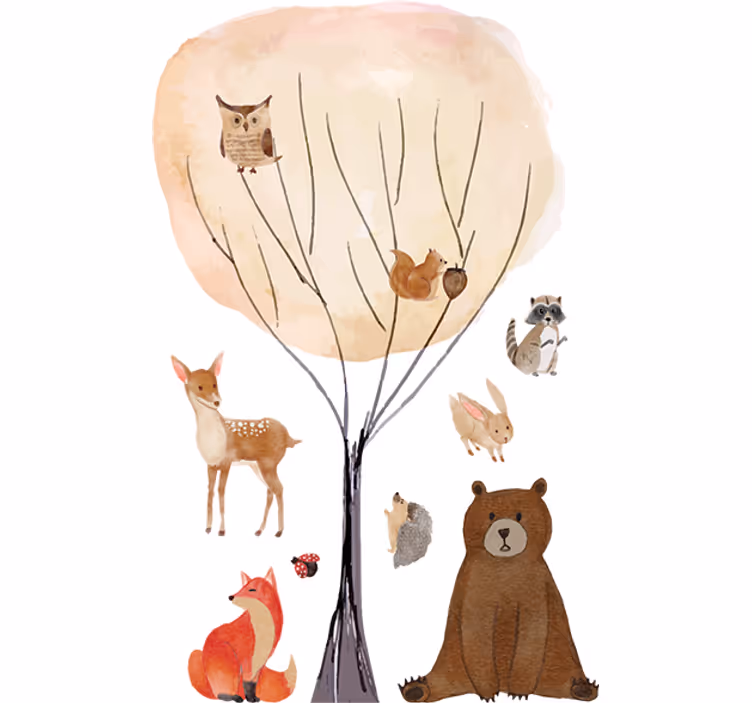 Rollo fenster kinderzimmer waldtiere und bäume - TenStickers