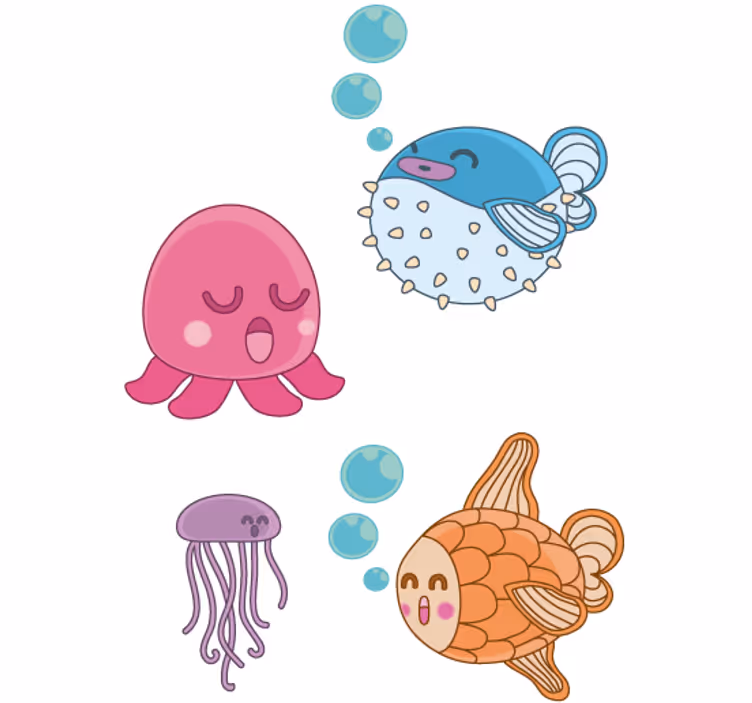 Rollo fenster kinderzimmer mit fischen aufkleber - TenStickers