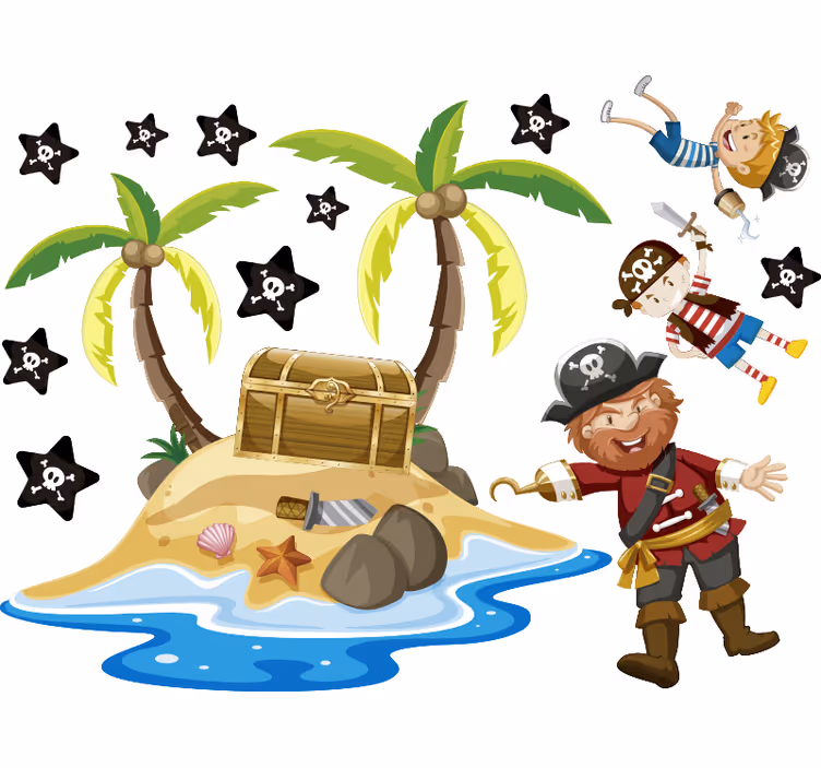 Rollo fenster kinderzimmer piraten und palmen - TenStickers