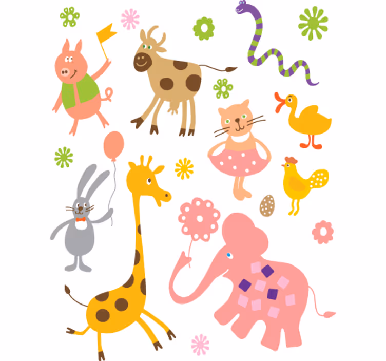 Rollo fenster kinderzimmer mit tier-motivstickern - TenStickers