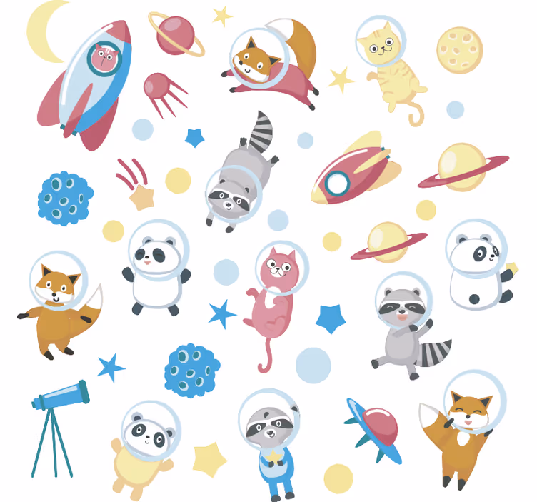 Rollo fenster kinderzimmer tiere im weltall - TenStickers