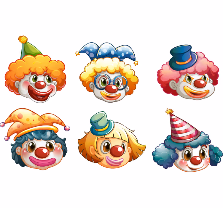Rollo fenster kinderzimmer bunte clownsgesichter - TenStickers