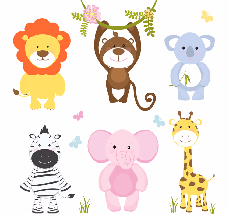 Rollo fenster kinderzimmer bunte babytiere - TenStickers