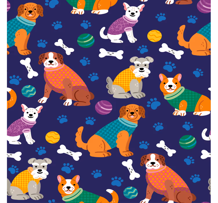 Rollo fenster kinderzimmer mit buntem hunde-muster - TenStickers