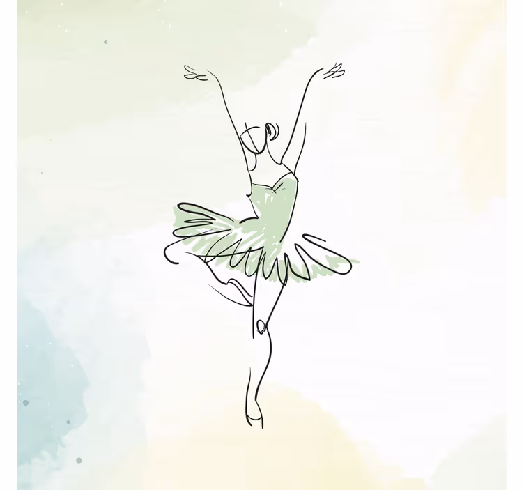 Rollo fenster kinderzimmer ballerina in linienzeichnung - TenStickers