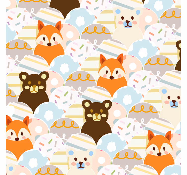 Rollo fenster kinderzimmer patchwork bär und fuchs design - TenStickers