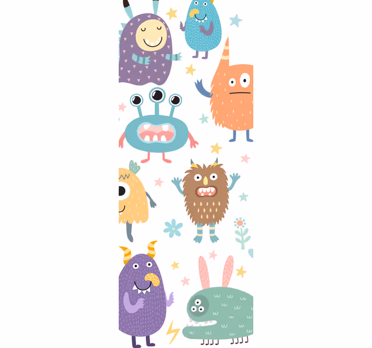 Rollo fenster kinderzimmer fröhliches monster tür - TenStickers