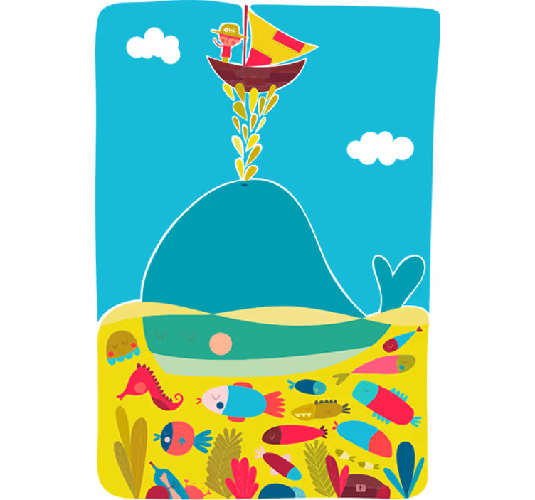 Rollo fenster kinderzimmer wal wandtattoo - TenStickers