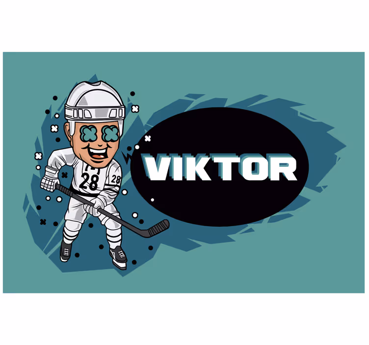 Rollo fenster kinderzimmer lustiger hockeyspieler mit namen - TenStickers