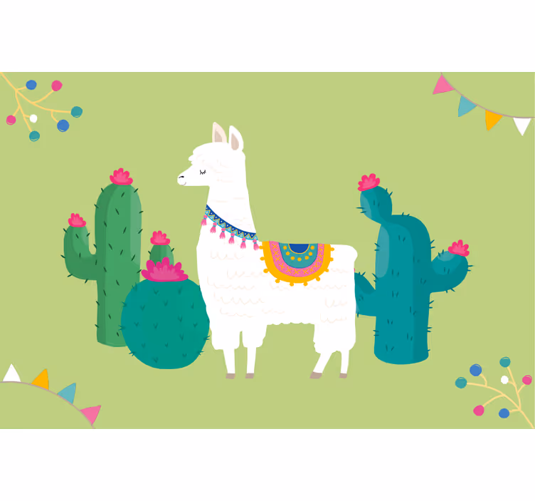 Rollo fenster kinderzimmer bunte lamas illustration - TenStickers