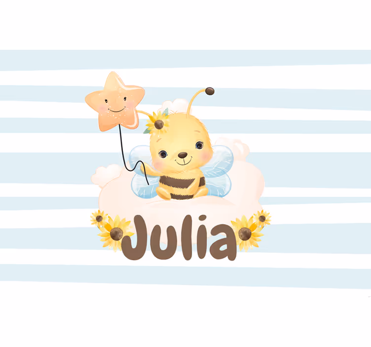 Rollo fenster kinderzimmer mit niedlicher biene und name - TenStickers