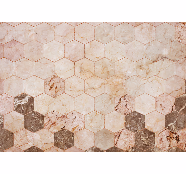 Küchenfenster rollo mit braunen hexagonfliesen - TenStickers