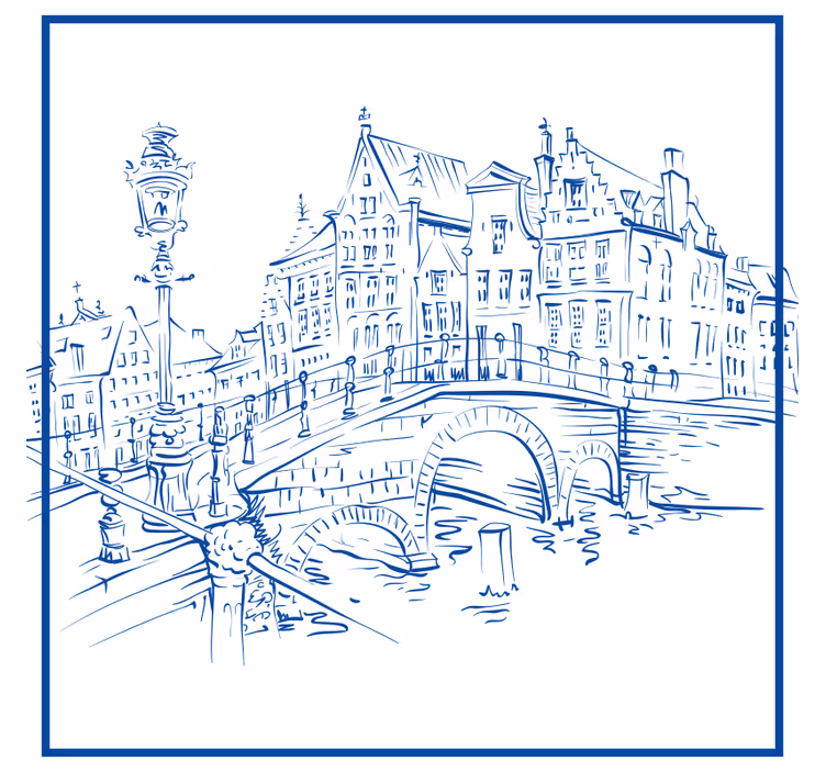 Küchenfenster rollo delfter blaue kanalhäuser - TenStickers