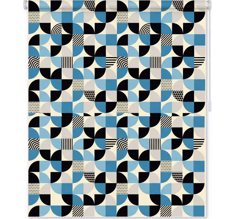 Küchenfenster rollo retro blaues bauhausmuster - TenStickers