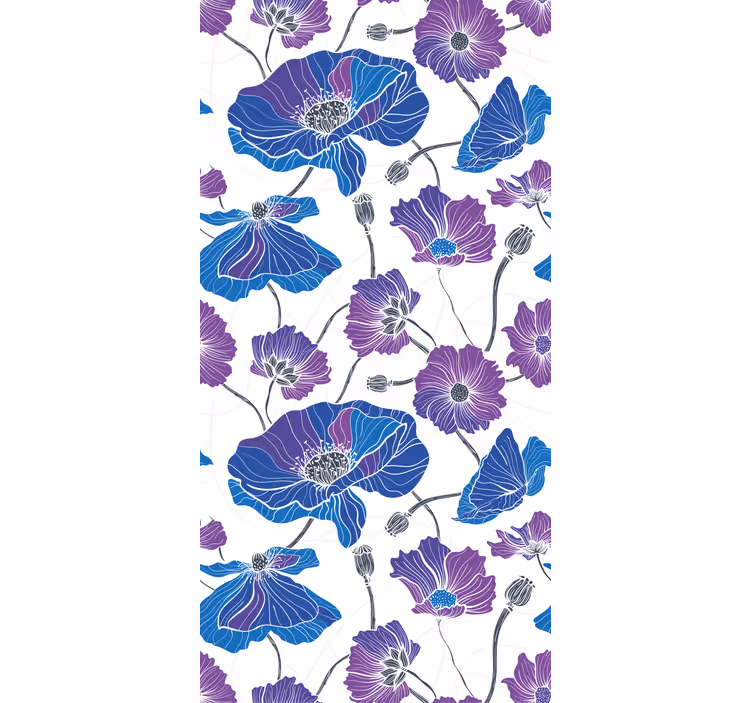 Küchenfenster rollo mit blauen und lila gartenblumen - TenStickers